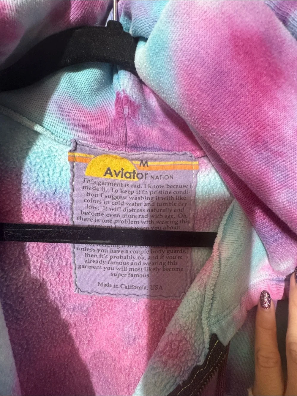 Aviator Nation jogger SET Tie-Dye Zip Hoodie & Sweatpants in Pink,Purple & Blue